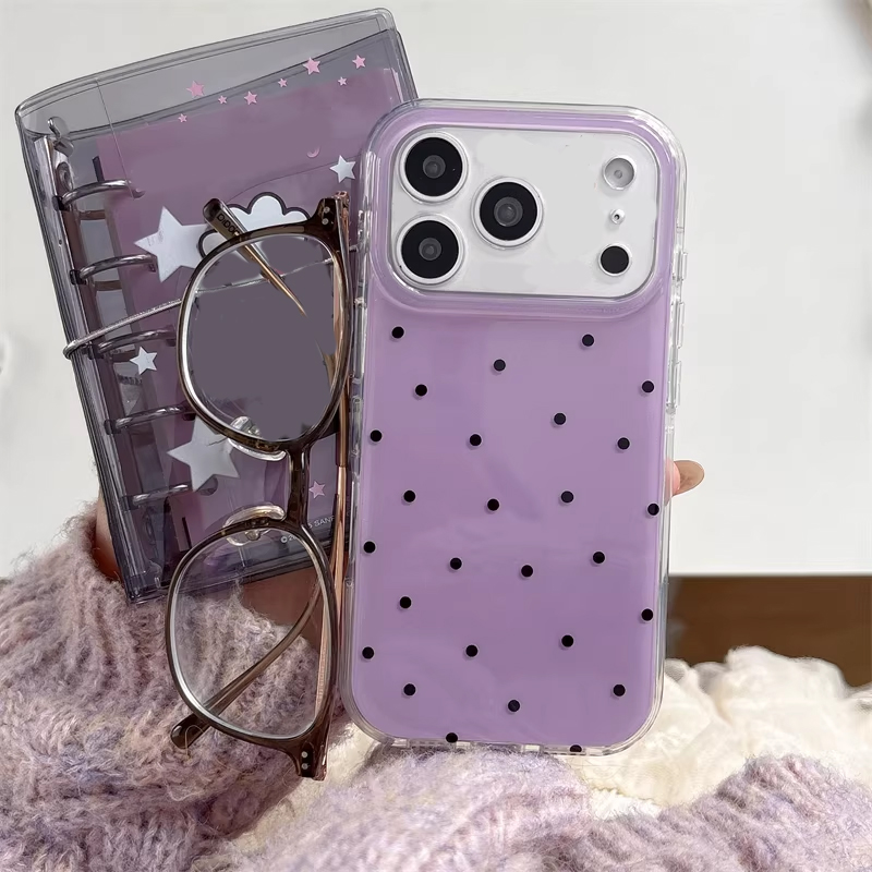 Phone Accessories For Girls - 한국 인스타걸 심플 퍼플 물방울 무늬