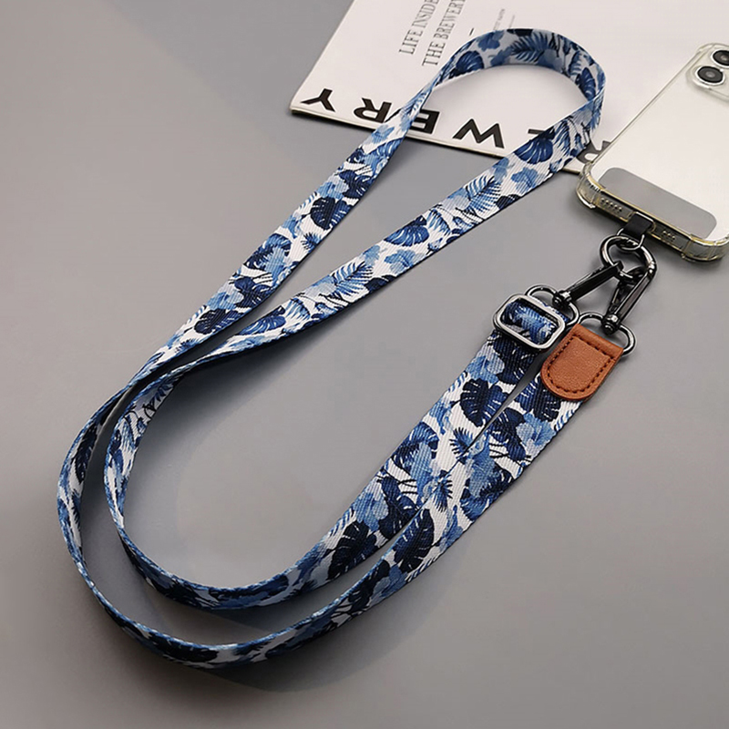 Neck Hanging Phone Holder - 열대 패턴 크로스바디 휴대폰 매는 밧줄