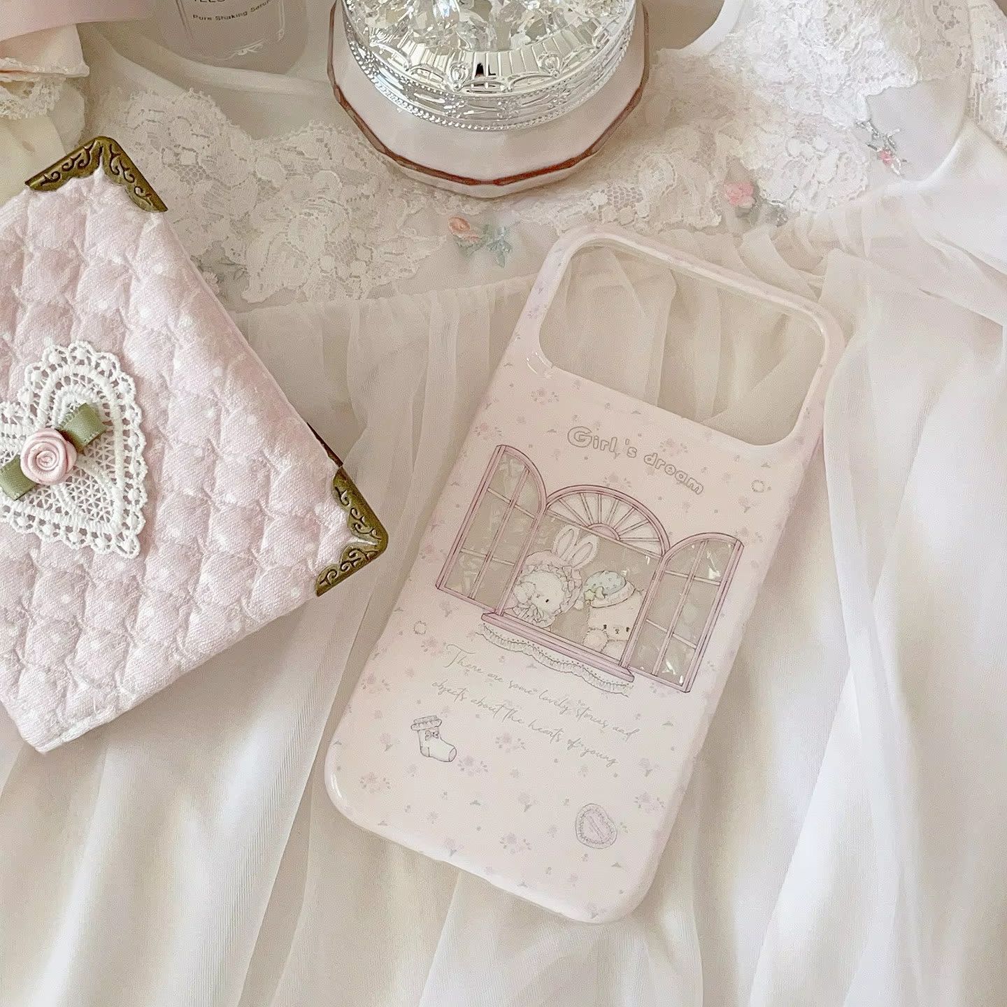 Phone Accessories For Girls - 귀여운 토끼곰 꽃무늬 핑크 Y2K 소녀
