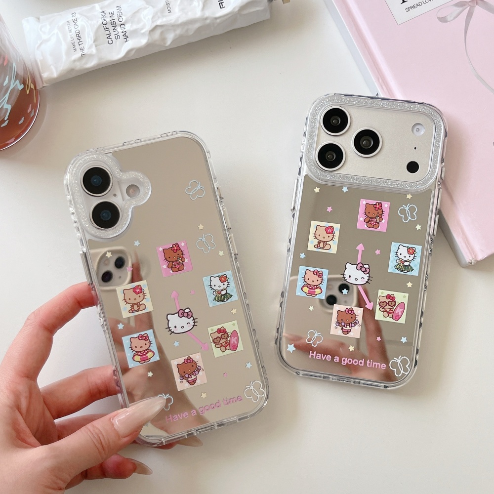 Phone Accessories For Girls - 귀여운 그리드 만화 산리오 헬로키티 메이크업