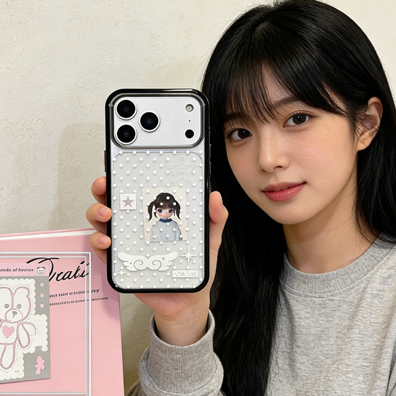 Phone Accessories For Girls - 한국 소녀풍 물방울 무늬 날개 별