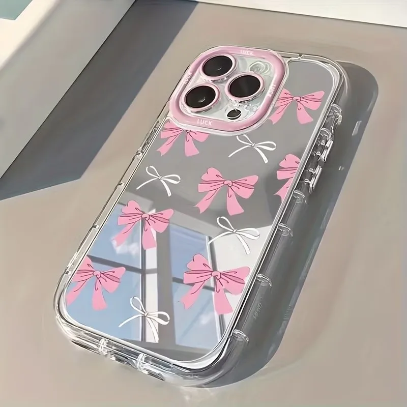 Phone Accessories For Girls - 심플 블루 핑크 리본 소녀 귀여운