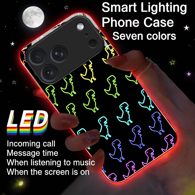 Led Flash Case - 네온 디노 야광 유리 LED 콜