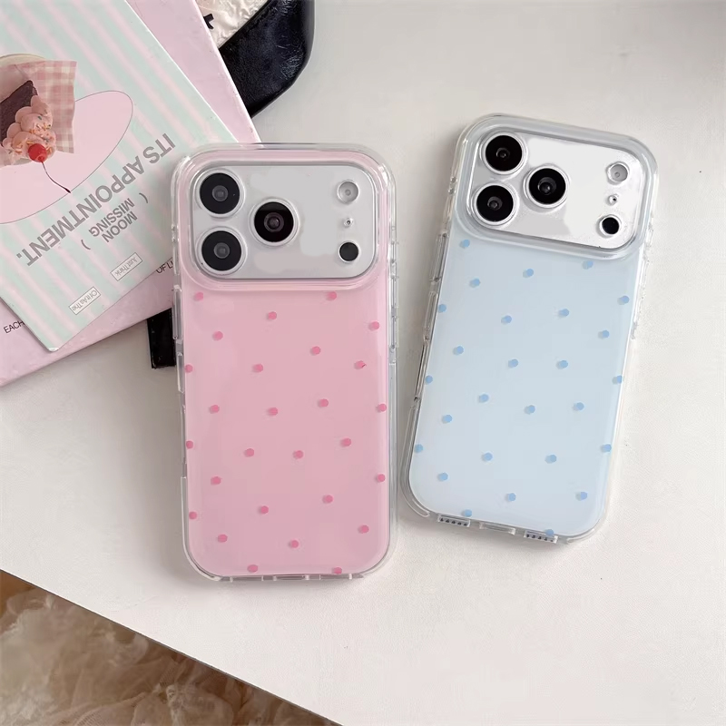 Phone Accessories For Girls - 한국 인스타걸 심플 블루 핑크 물방울