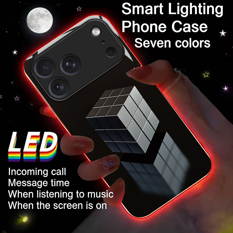 Led Flash Case - 미러 큐브 발광 유리 LED 콜