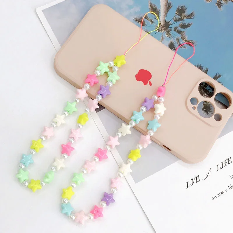 아크릴 별 사랑 곰돌이 폰줄 여성용 핸드메이드 비즈 폰 - Phone Accessories Pictures 리뷰 및 가격