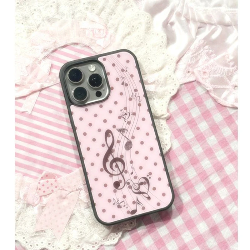 핑크 브라운 물방울 무늬 소녀 하트 음악 노트 폰 케이 - Phone Accessories For Girls 리뷰 및 가격