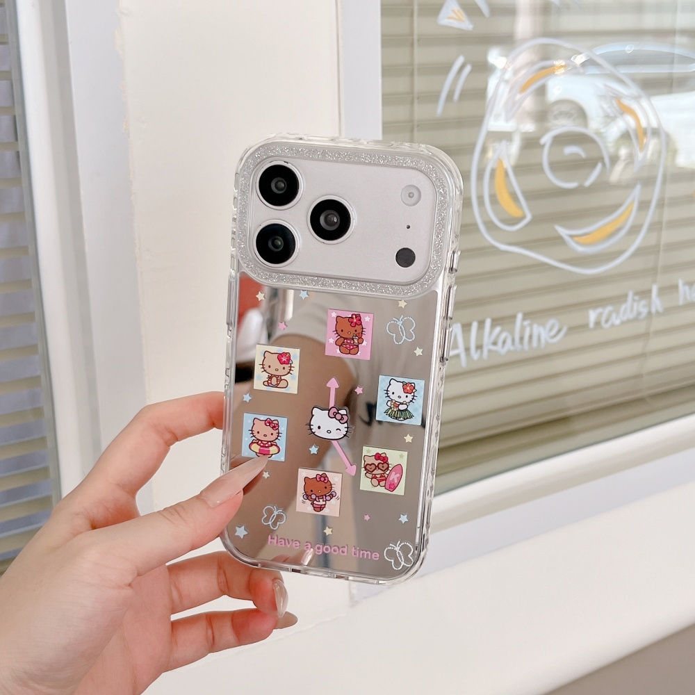 귀여운 그리드 만화 산리오 헬로키티 메이크업 거울 폰  - Phone Accessories For Girls 리뷰 및 가격