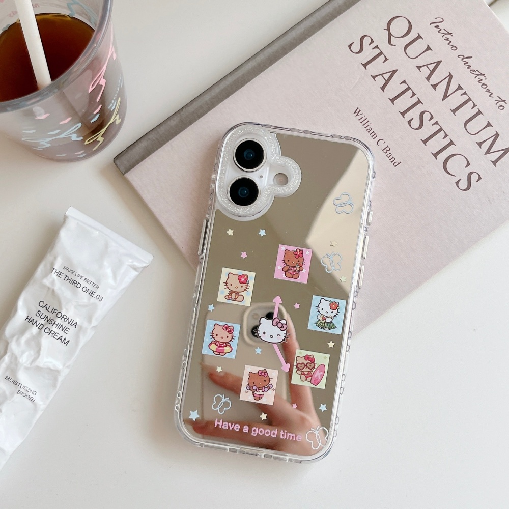 귀여운 그리드 만화 산리오 헬로키티 메이크업 거울 폰  - Phone Accessories For Girls 리뷰 및 가격