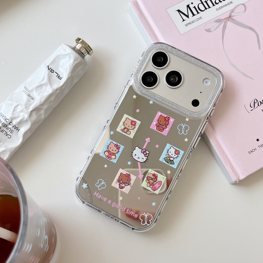 귀여운 그리드 만화 산리오 헬로키티 메이크업 거울 폰  - Phone Accessories For Girls 리뷰 및 가격