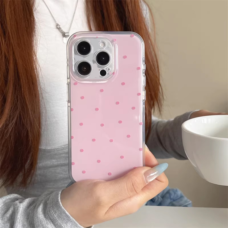 한국 인스타걸 심플 블루 핑크 물방울 무늬 만화 캐릭터 - Phone Accessories For Girls 리뷰 및 가격