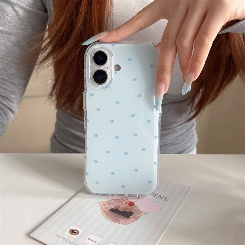 한국 인스타걸 심플 블루 핑크 물방울 무늬 만화 캐릭터 - Phone Accessories For Girls 리뷰 및 가격