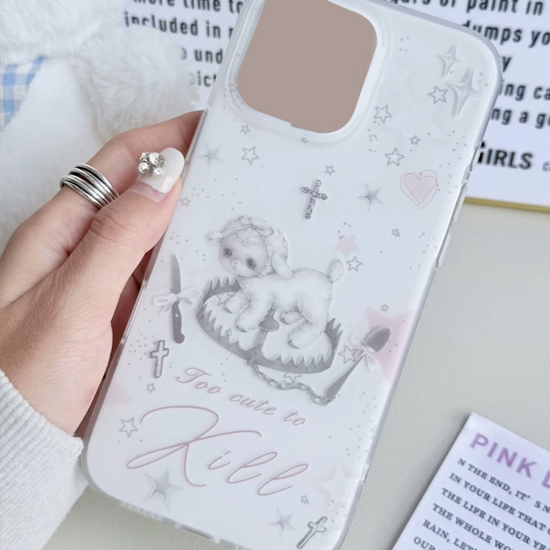 Y2K 한국 INS 크리에이티브 귀여운 핑크 양 만화  - Phone Accessories For Girls 리뷰 및 가격