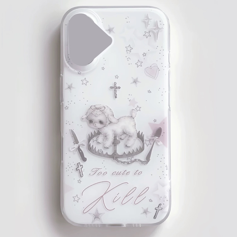 Y2K 한국 INS 크리에이티브 귀여운 핑크 양 만화  - Phone Accessories For Girls 리뷰 및 가격